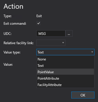 Exit Action configuration